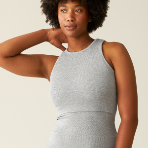 Ribbed Bamboo Racerback Nursing Tank | Grey Heather