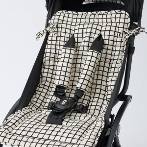 Stroller Party™ Seat Liner & Strap Covers | Black Grid