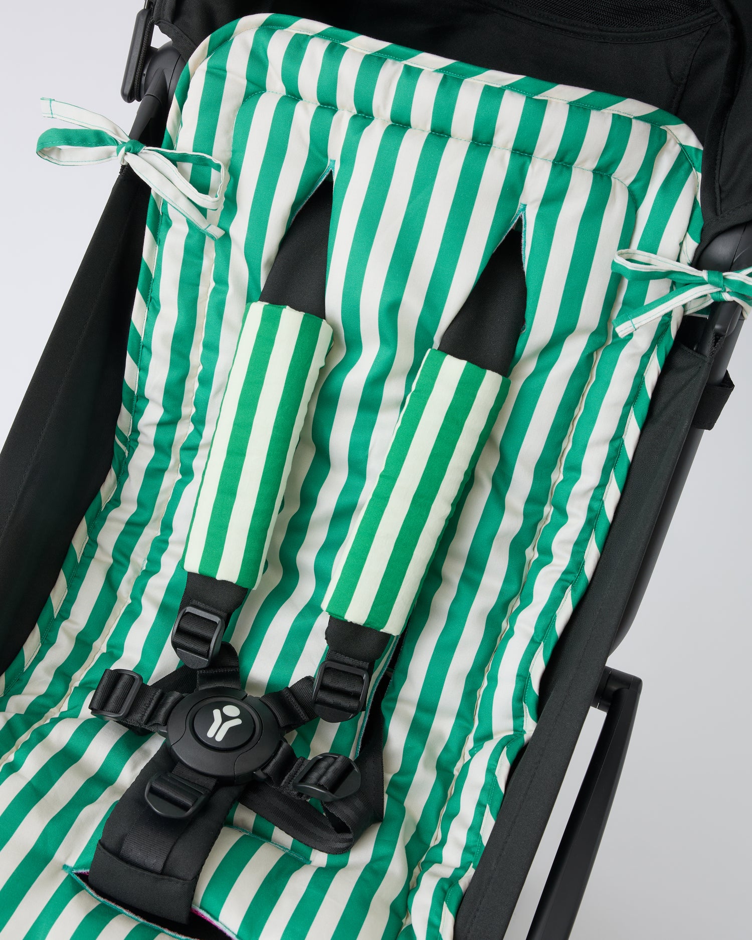 Stroller Party™ Seat Liner & Strap Covers | Green Stripe - Image 2