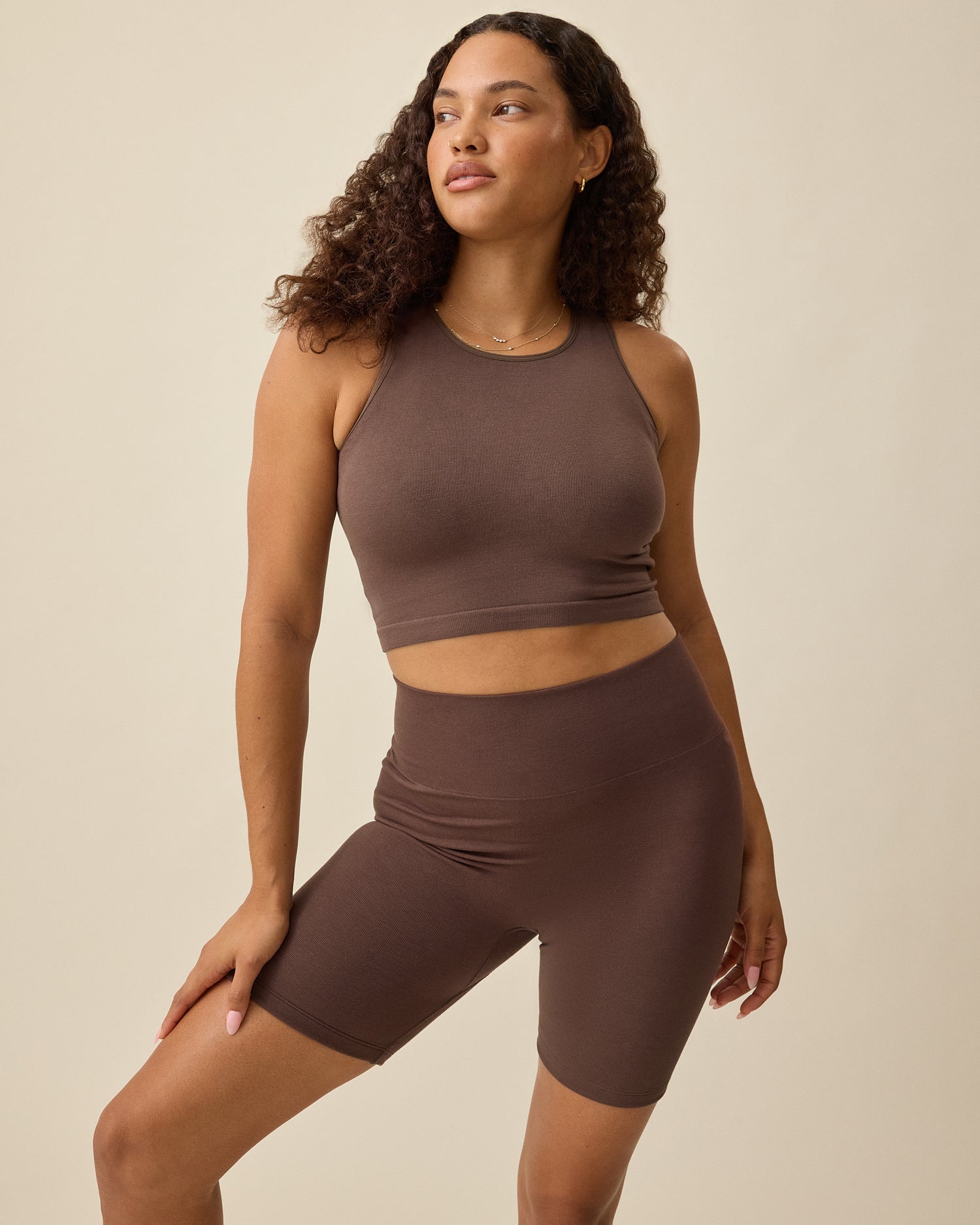 Sublime® Bamboo Maternity & Postpartum Bike Short | Chocolate