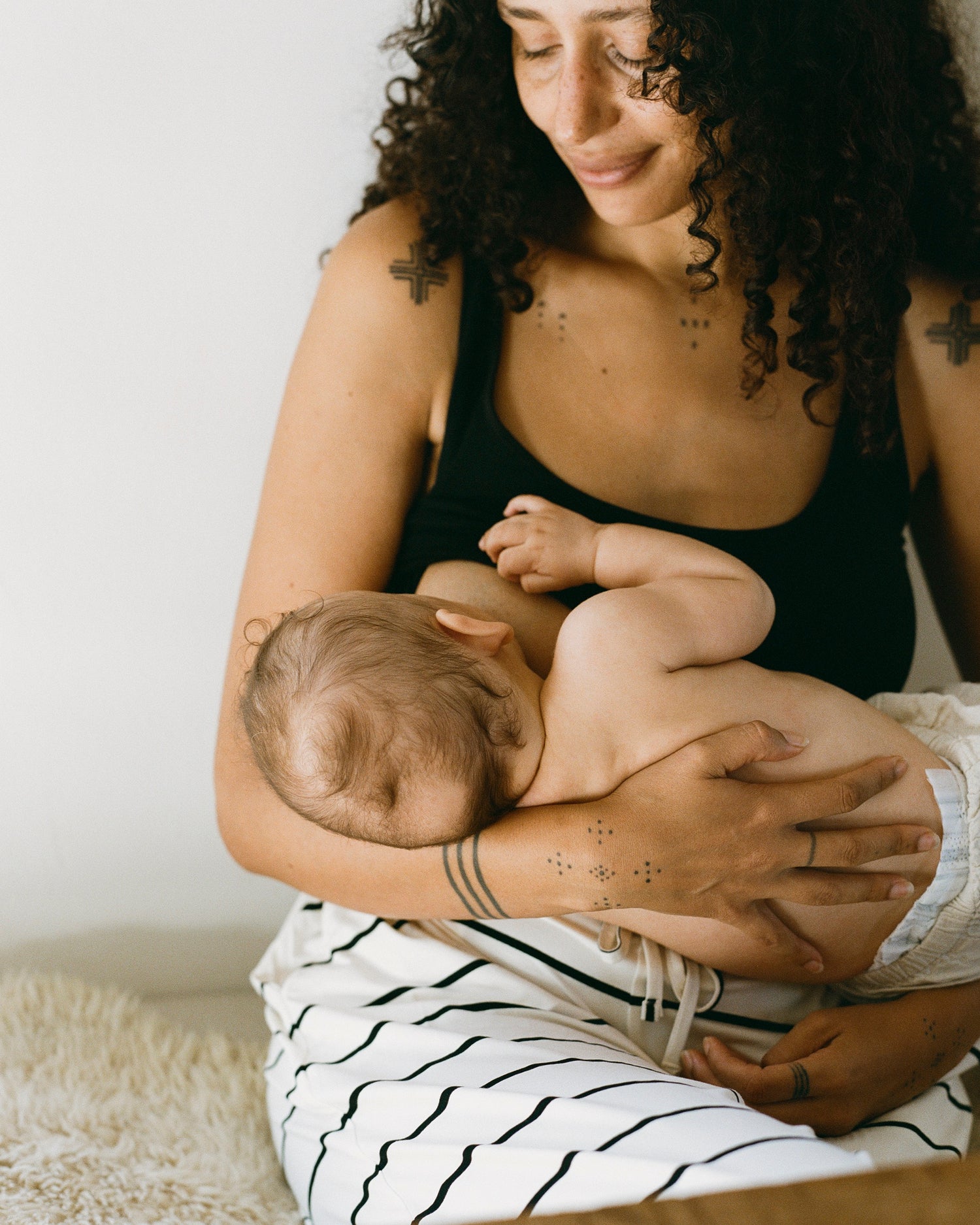 Sublime® Bamboo Scoop Neck Maternity & Nursing Longline Bra Top | Black - Image 2