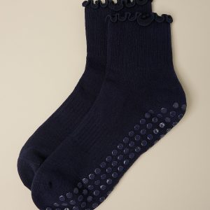 Non-Slip Ruffle Ankle Socks | Navy