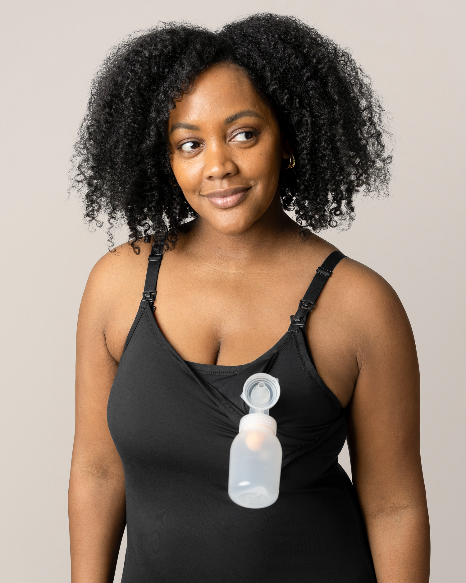 Stella Hands-Free Pumping & Nursing Nightgown | Black - Image 3