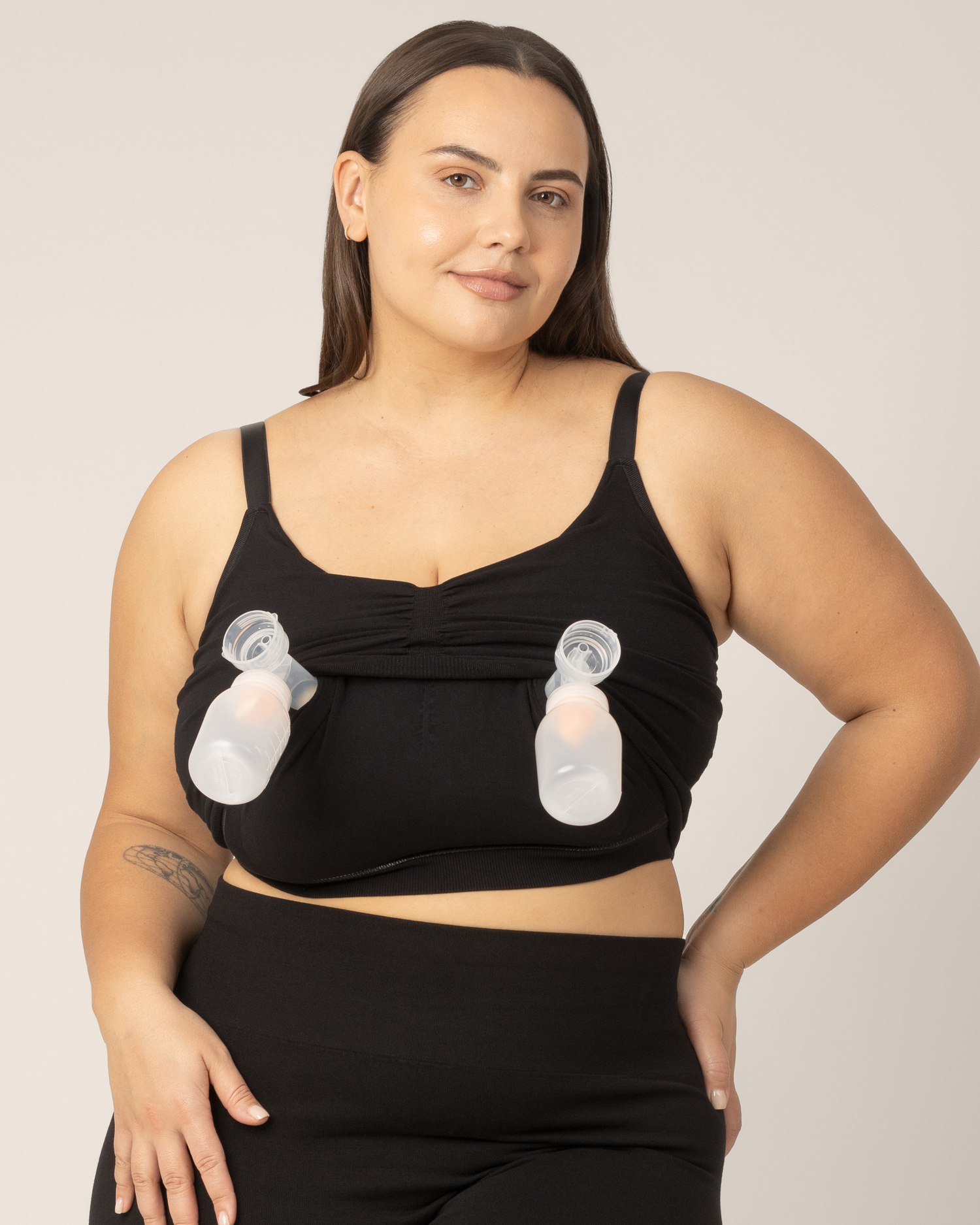 Sublime® Pumping Sleep Bra Two-Pack | Black & Oatmeal Heather - Image 4