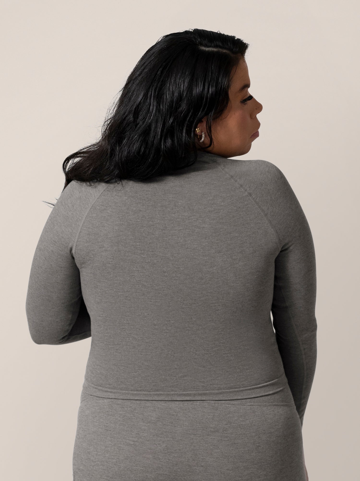 Sublime® Bamboo Maternity & Nursing Cropped Long Sleeve Top | Charcoal - Image 7