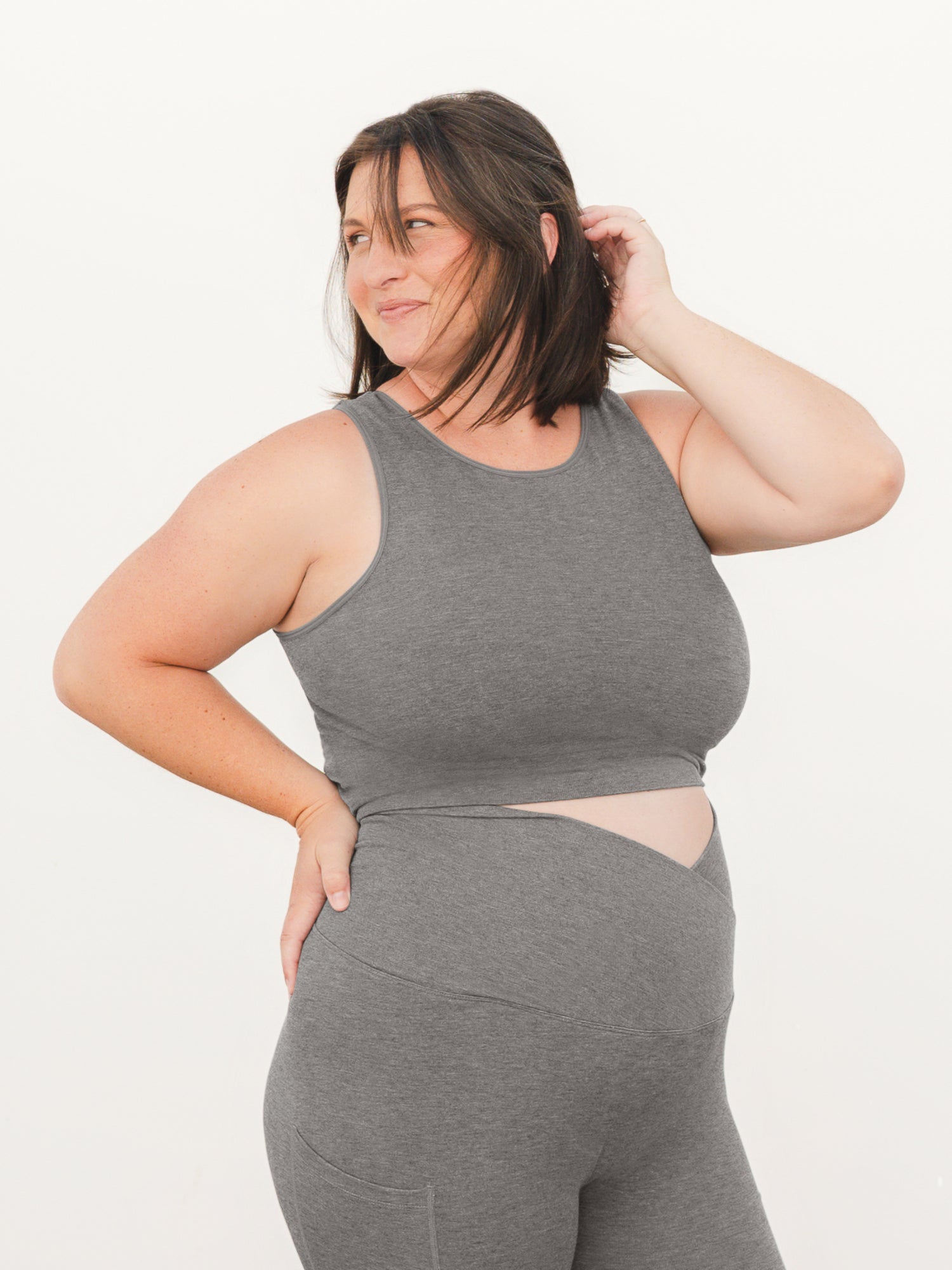Sublime® Bamboo Maternity & Nursing Longline Bra Top | Charcoal