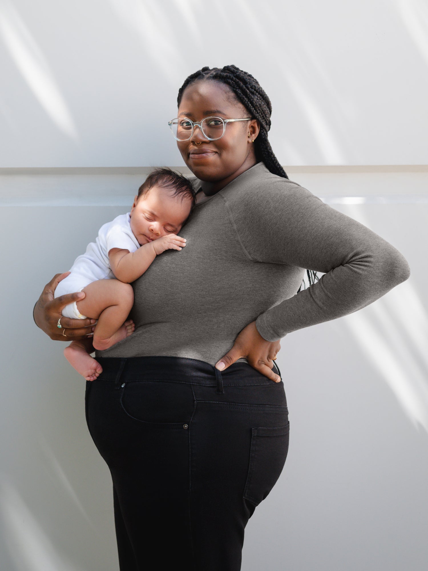 Sublime® Bamboo Maternity & Nursing Cropped Long Sleeve Top | Charcoal - Image 8