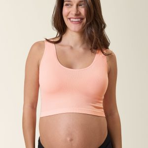 Sublime® Bamboo Scoop Neck Maternity & Nursing Longline Bra Top | Sunset Pink