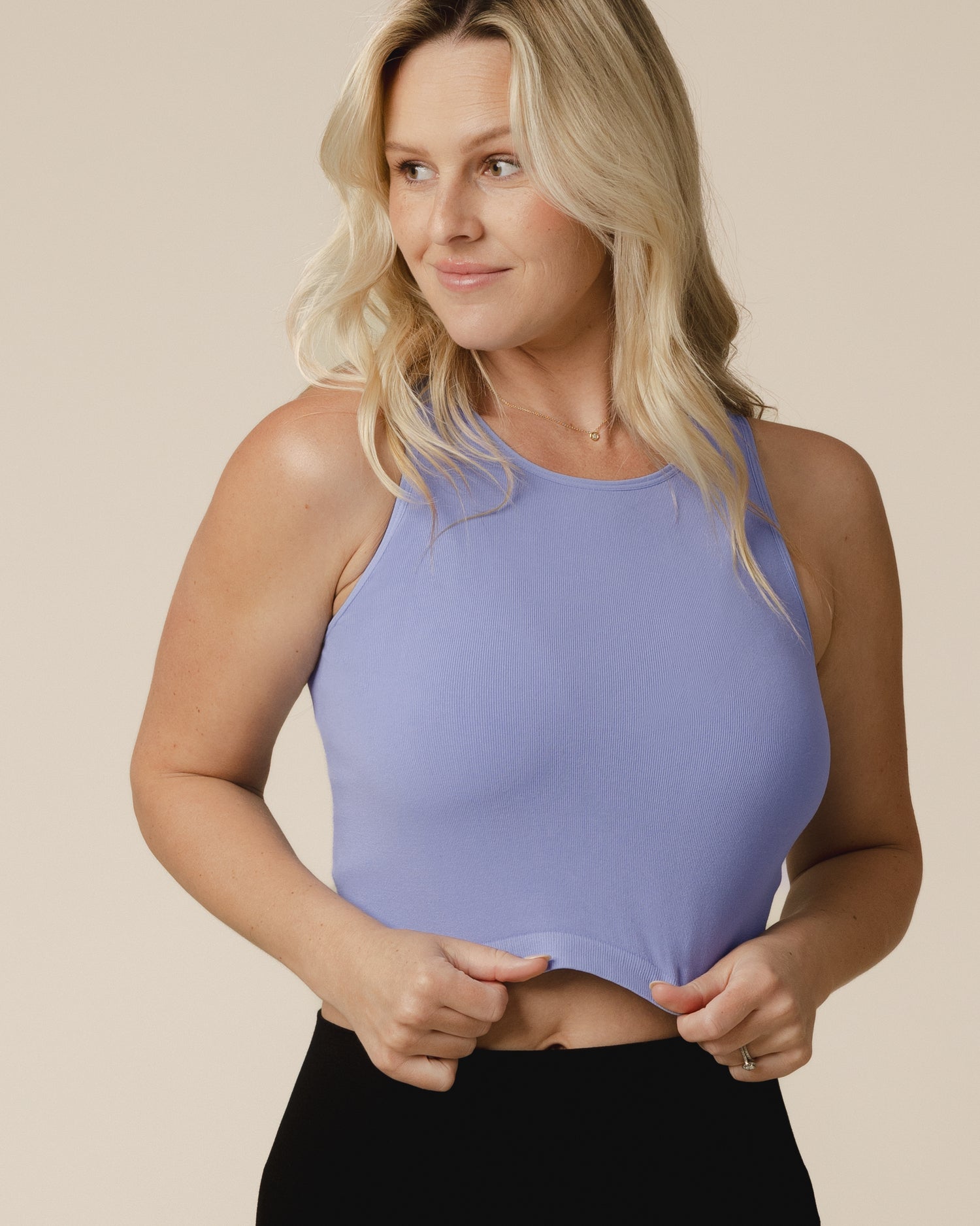 Sublime® Bamboo Hands-Free Pumping Longline Bra Top | Oatmeal Heather - Image 27