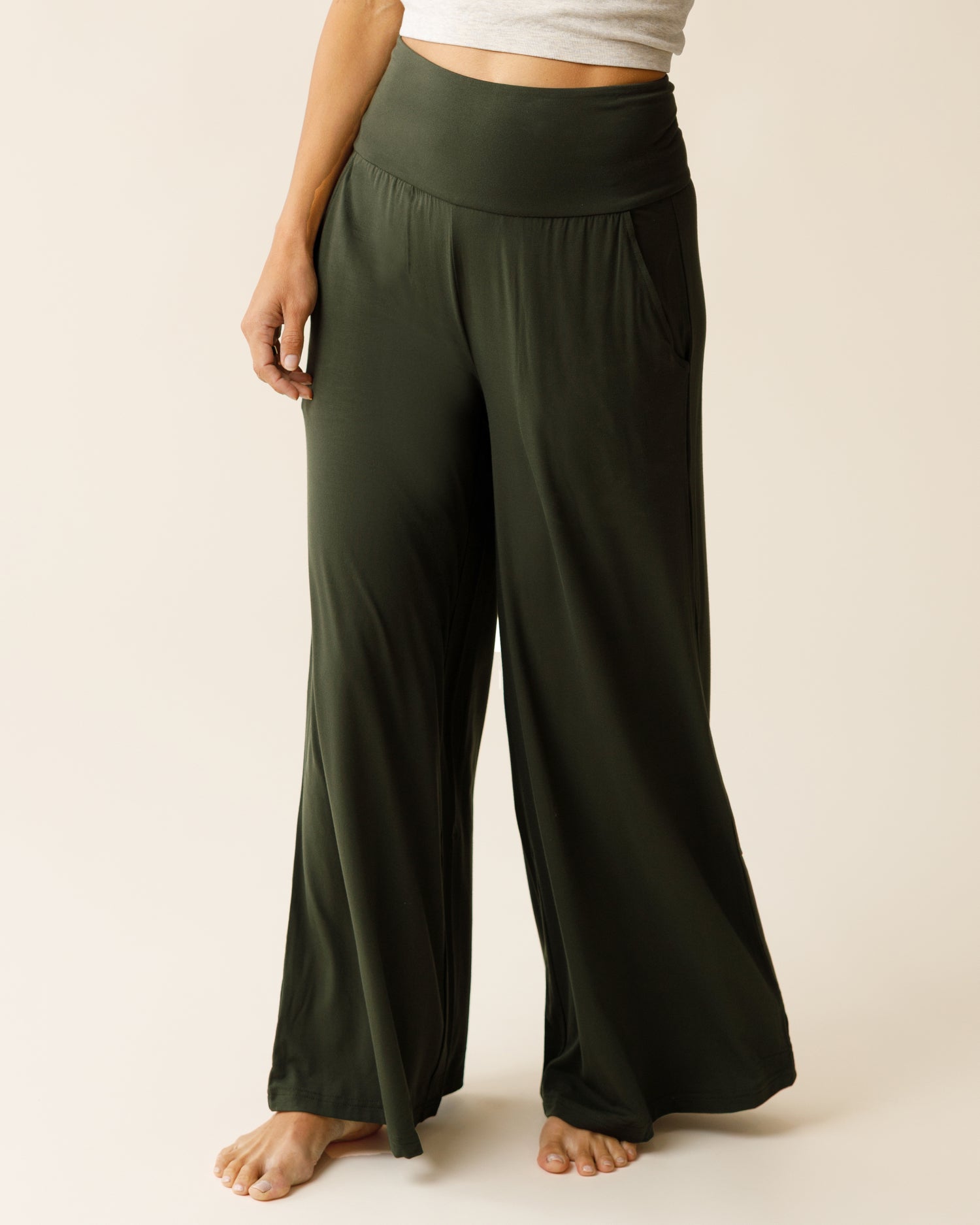 Bamboo Wide Leg Maternity & Postpartum Lounge Pant | Chocolate - Image 20