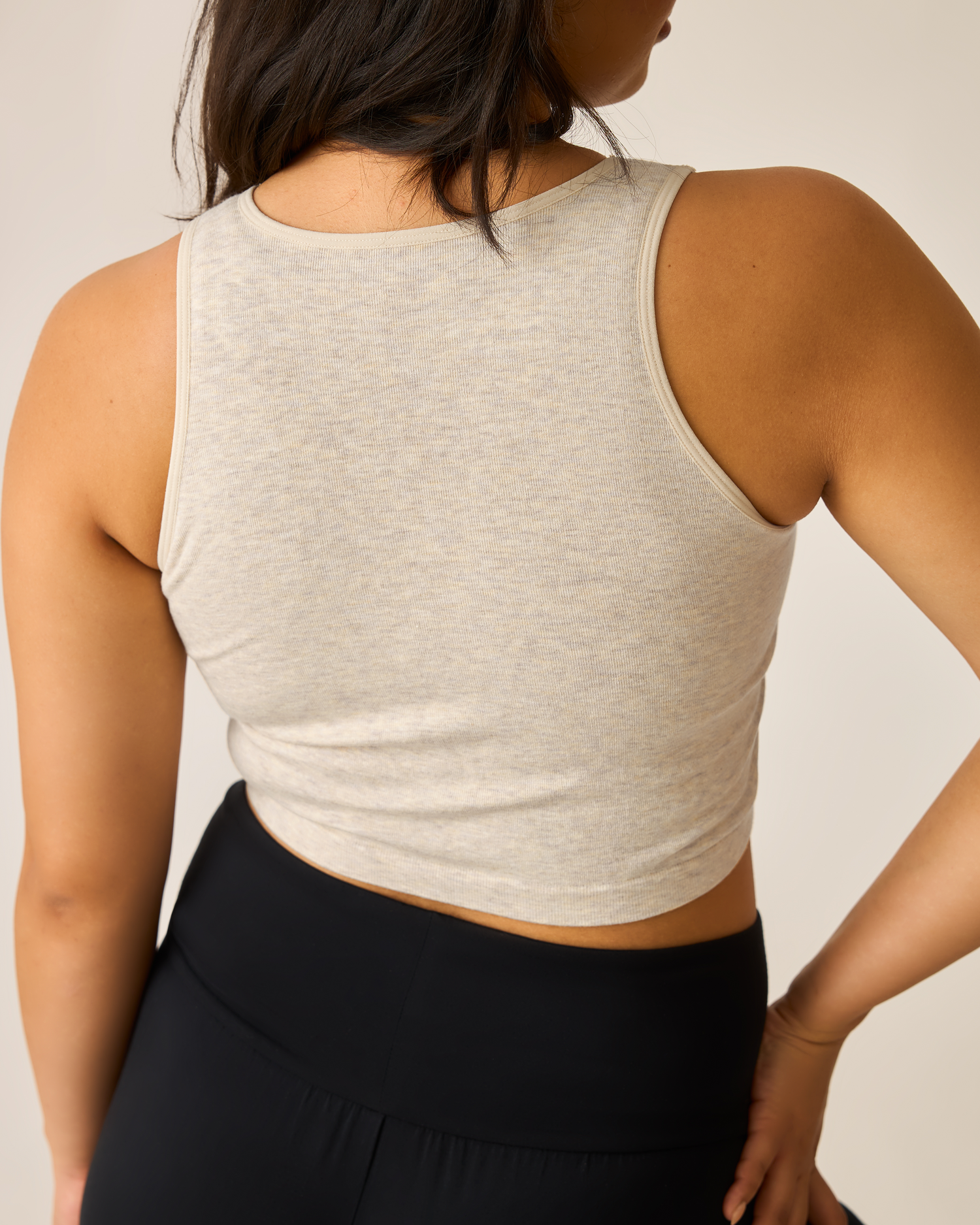 Sublime® Bamboo Hands-Free Pumping Longline Bra Top | Oatmeal Heather - Image 4