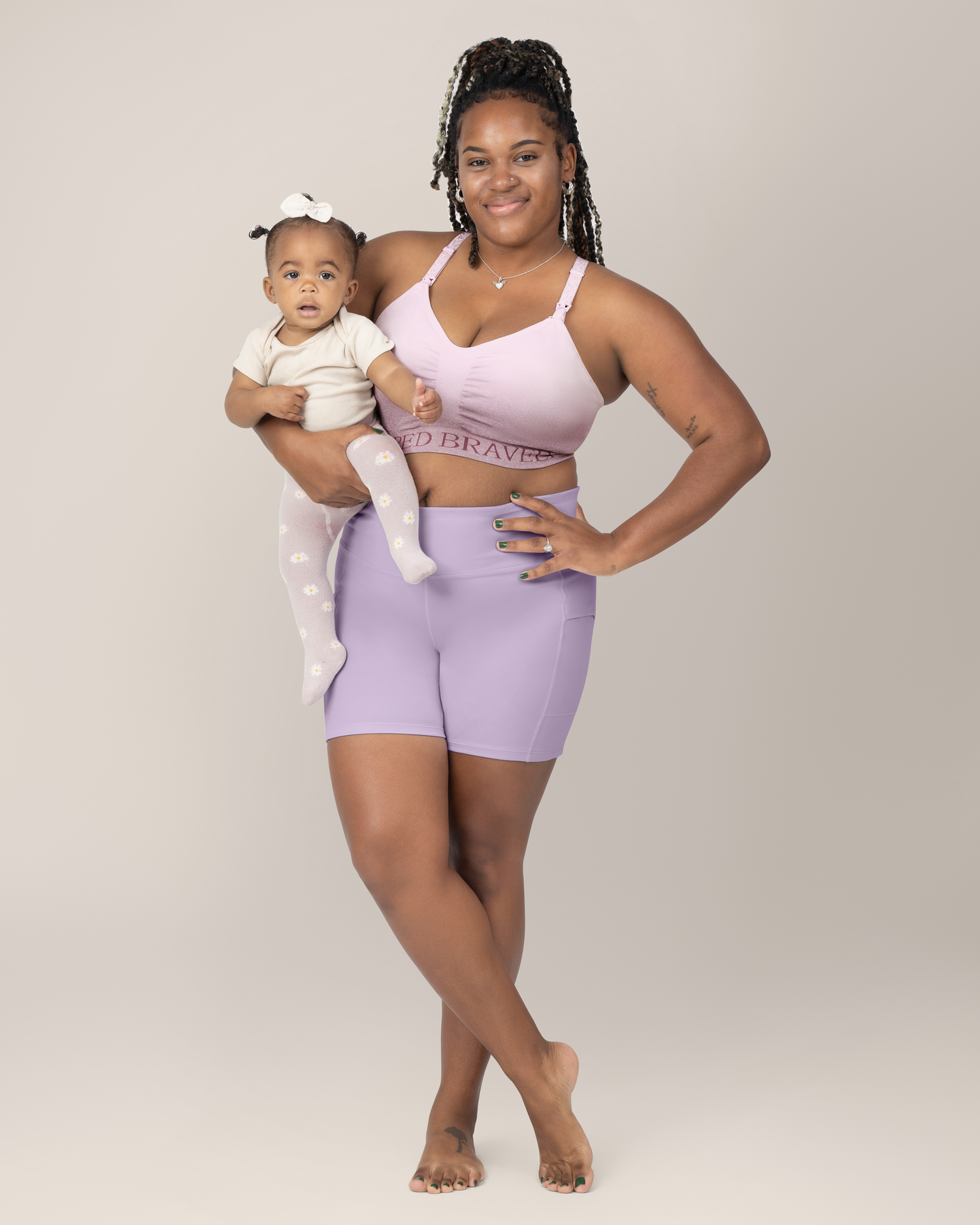 Stevie Active Postpartum Bike Short | Lavender Mist