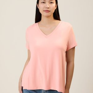 Modal V-neck Nursing T-shirt | Sunset Pink