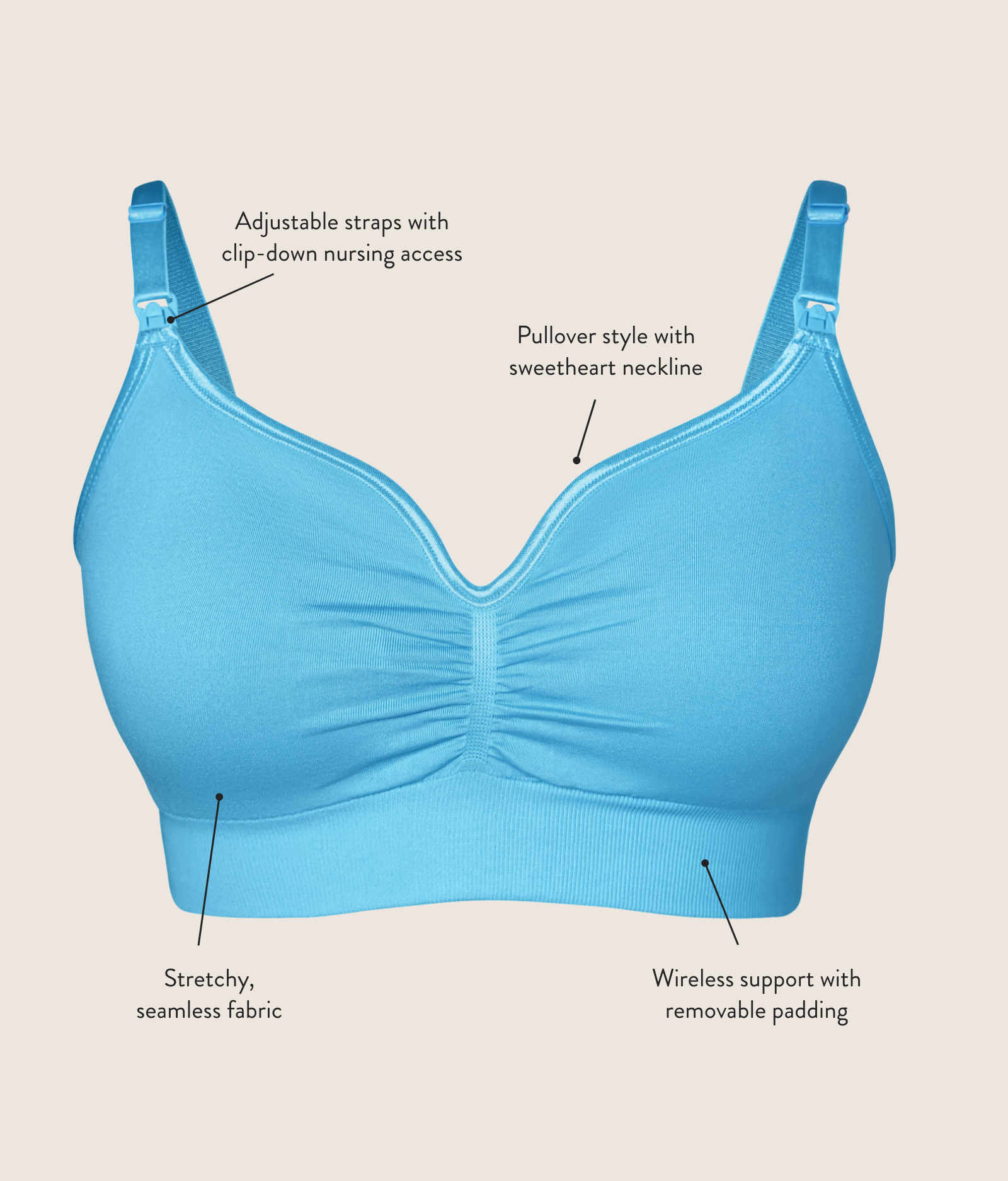 Tatum Seamless Maternity & Nursing Bralette | Lagoon Blue - Image 7