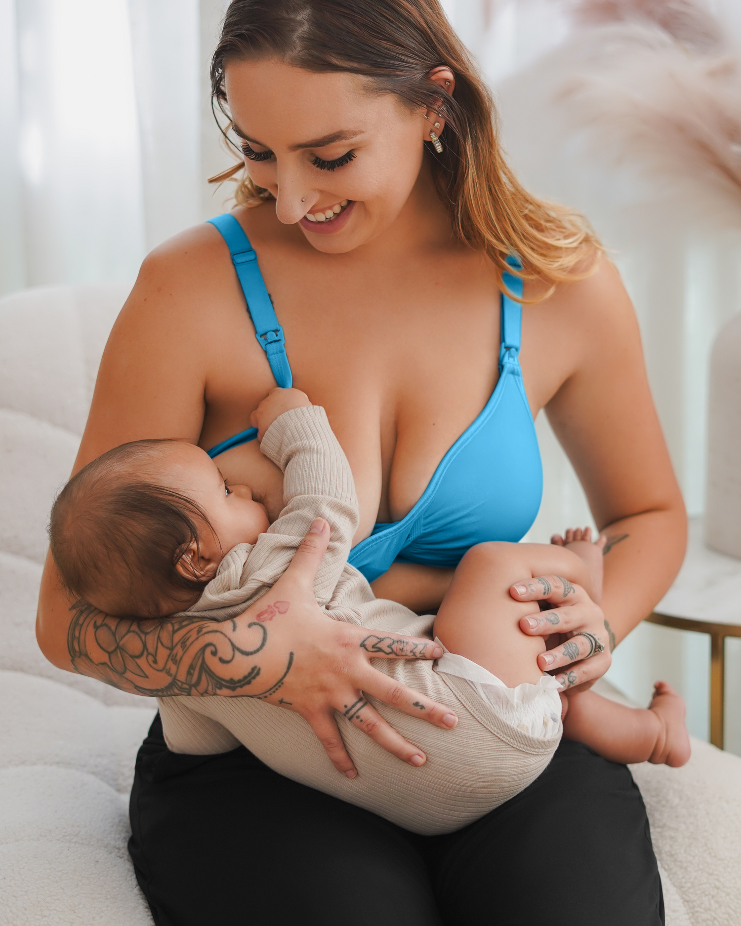 Tatum Seamless Maternity & Nursing Bralette | Lagoon Blue - Image 4