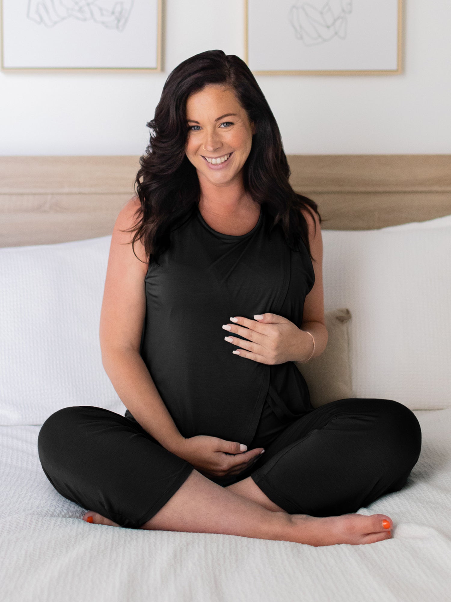 Tulip Hem Nursing Tank & Capri Pajama Set | Black - Image 5