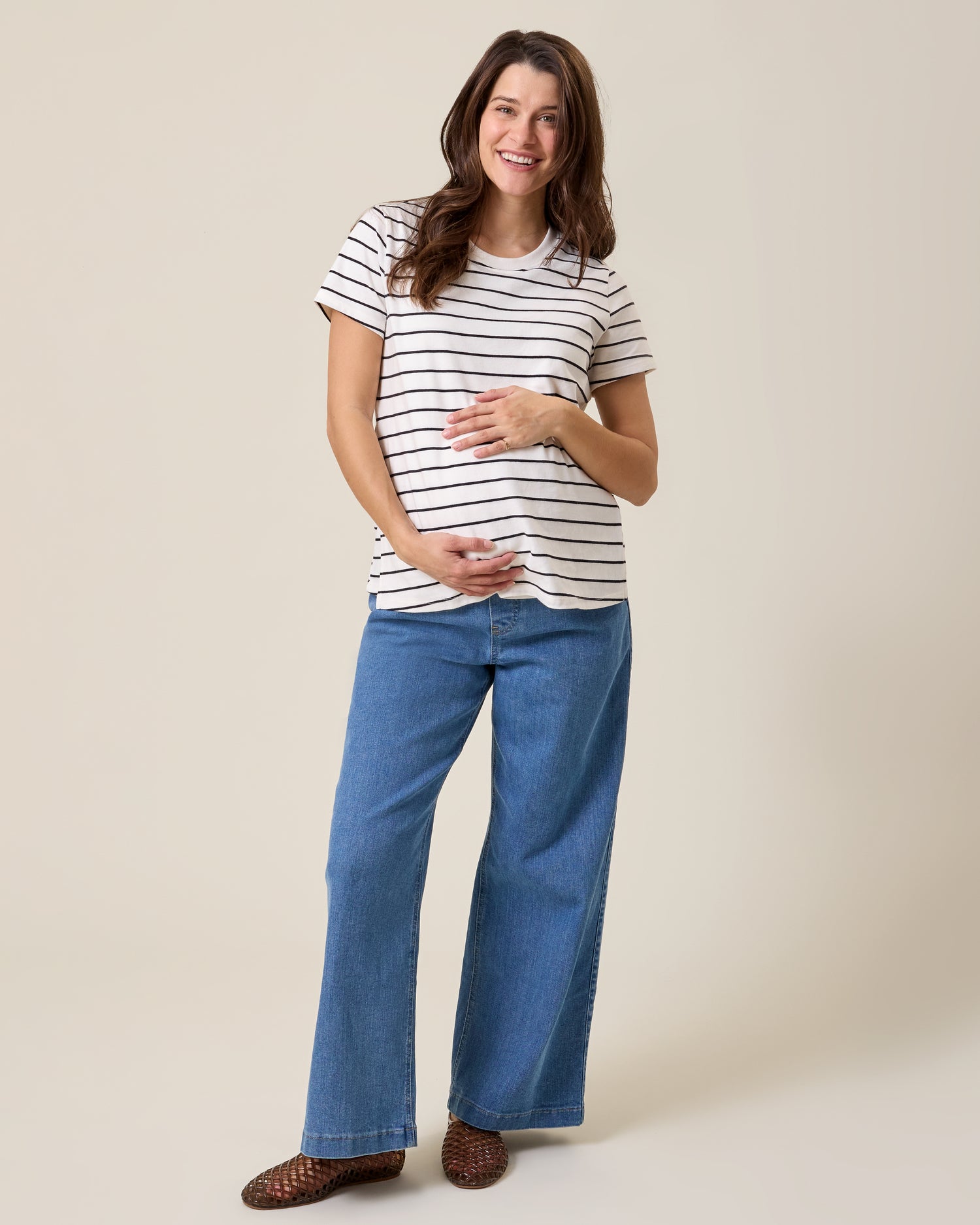 Wide Leg Maternity & Postpartum Jean | Medium Wash - Image 2