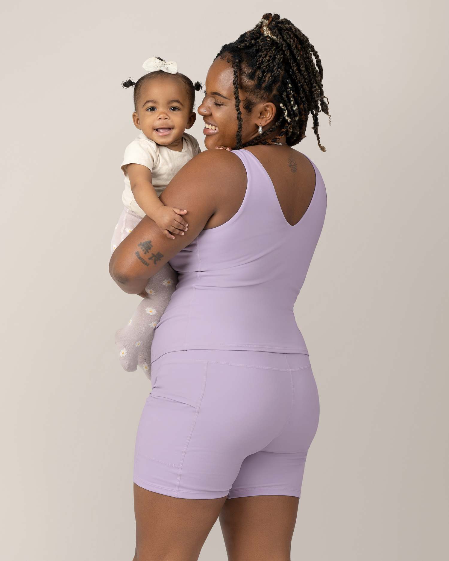 Stevie Active Postpartum Bike Short | Lavender Mist - Image 2