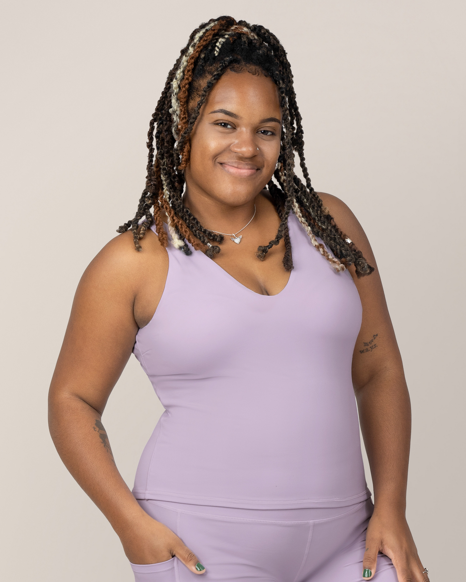 Wren Active V-neck Nursing Tank Top | Lavender Mist - Image 3