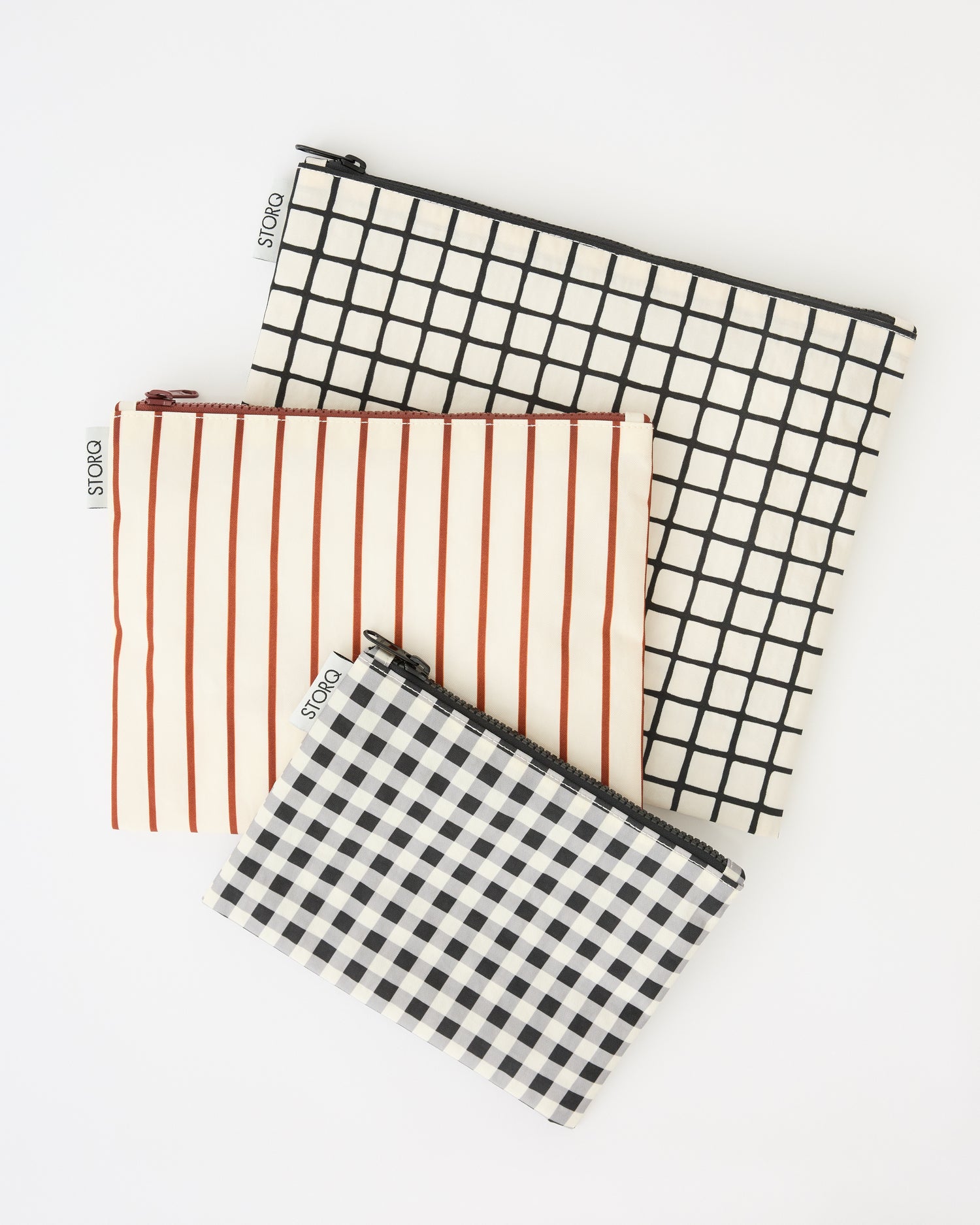 Zipper Pouch Three-Piece Set | Black Grid - Image 3