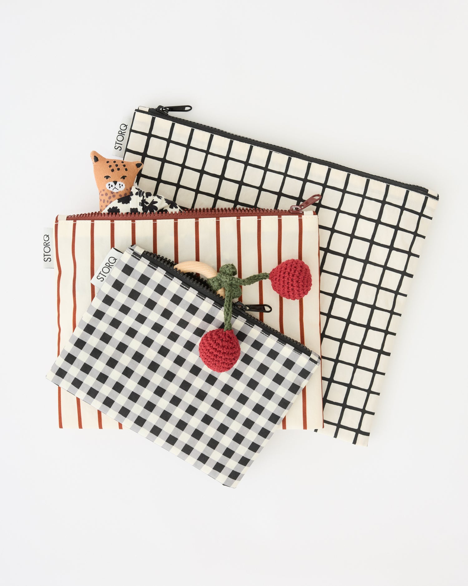 Zipper Pouch Three-Piece Set | Black Grid - Image 6