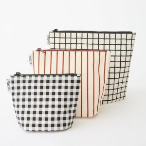 Zipper Pouch Three-Piece Set | Black Grid