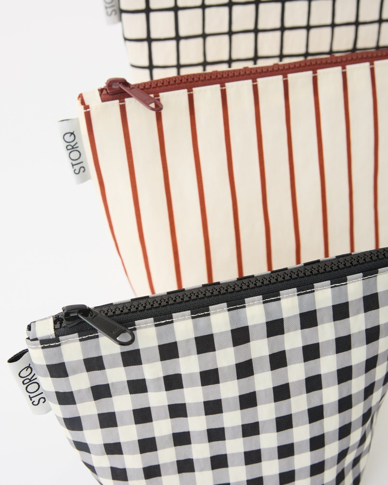 Zipper Pouch Three-Piece Set | Black Grid - Image 2