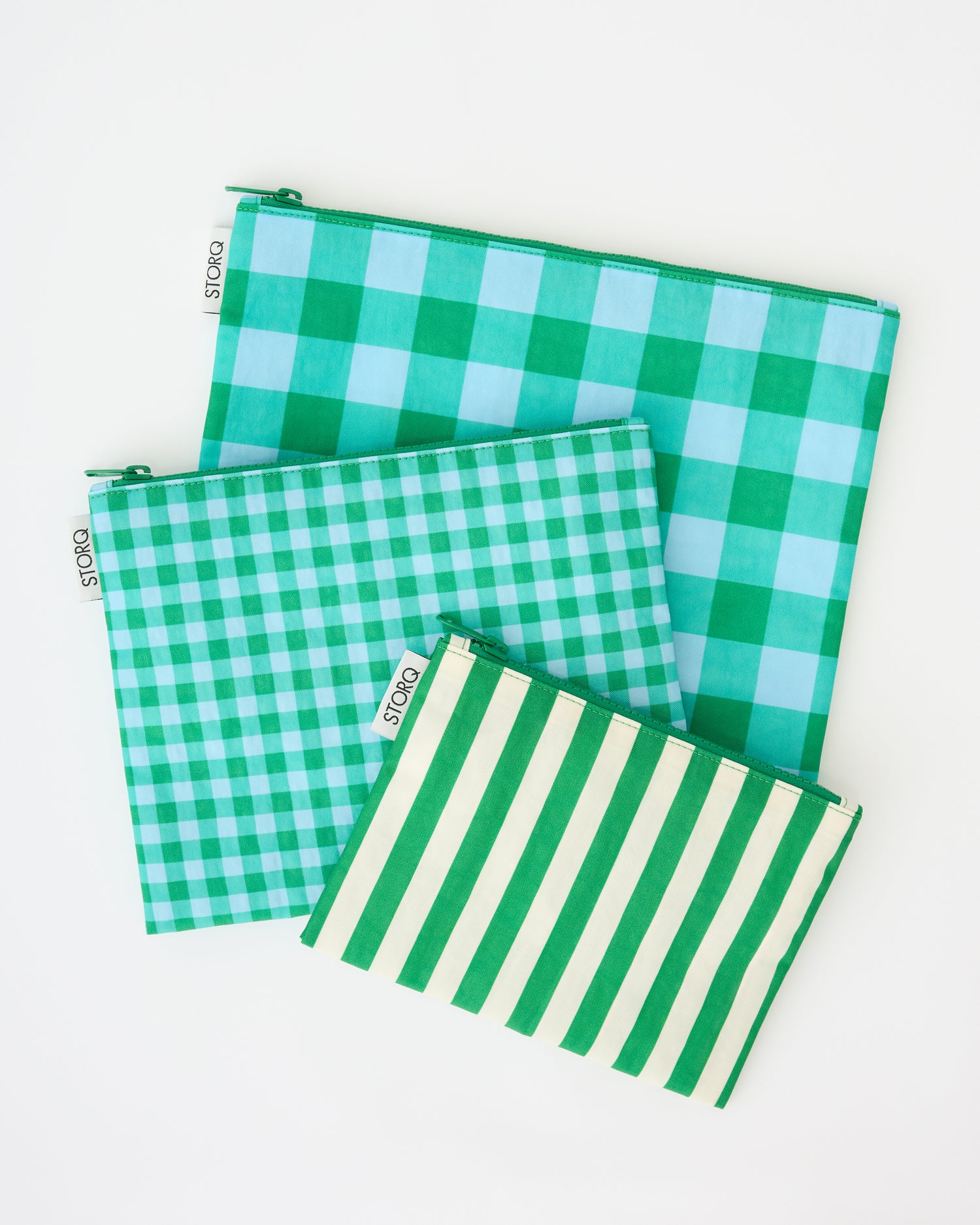 Zipper Pouch Three-Piece Set | Teal Gingham - Image 3
