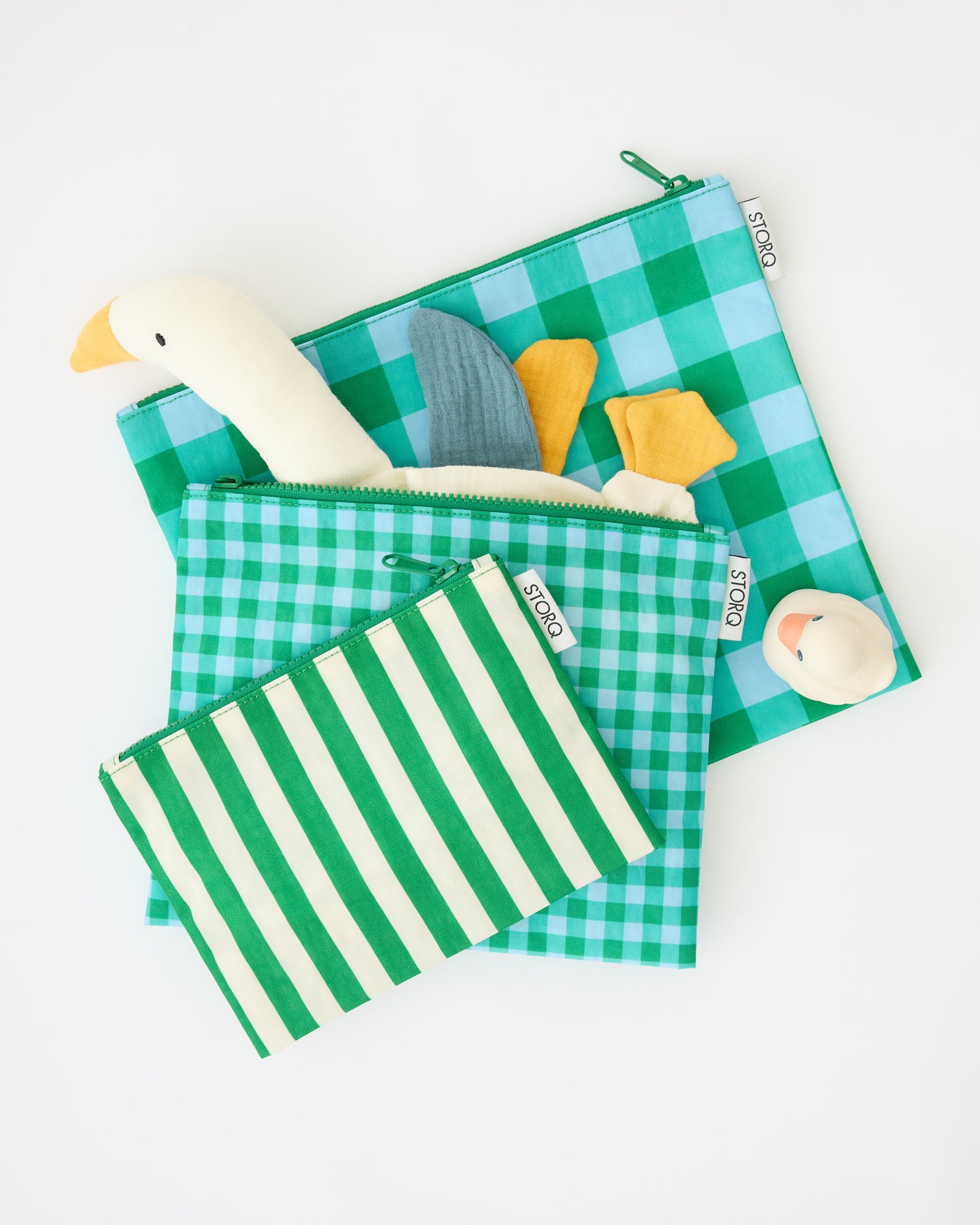 Zipper Pouch Three-Piece Set | Teal Gingham - Image 6