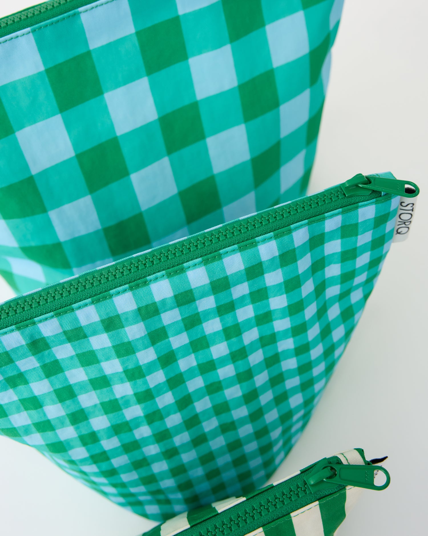 Zipper Pouch Three-Piece Set | Teal Gingham - Image 2