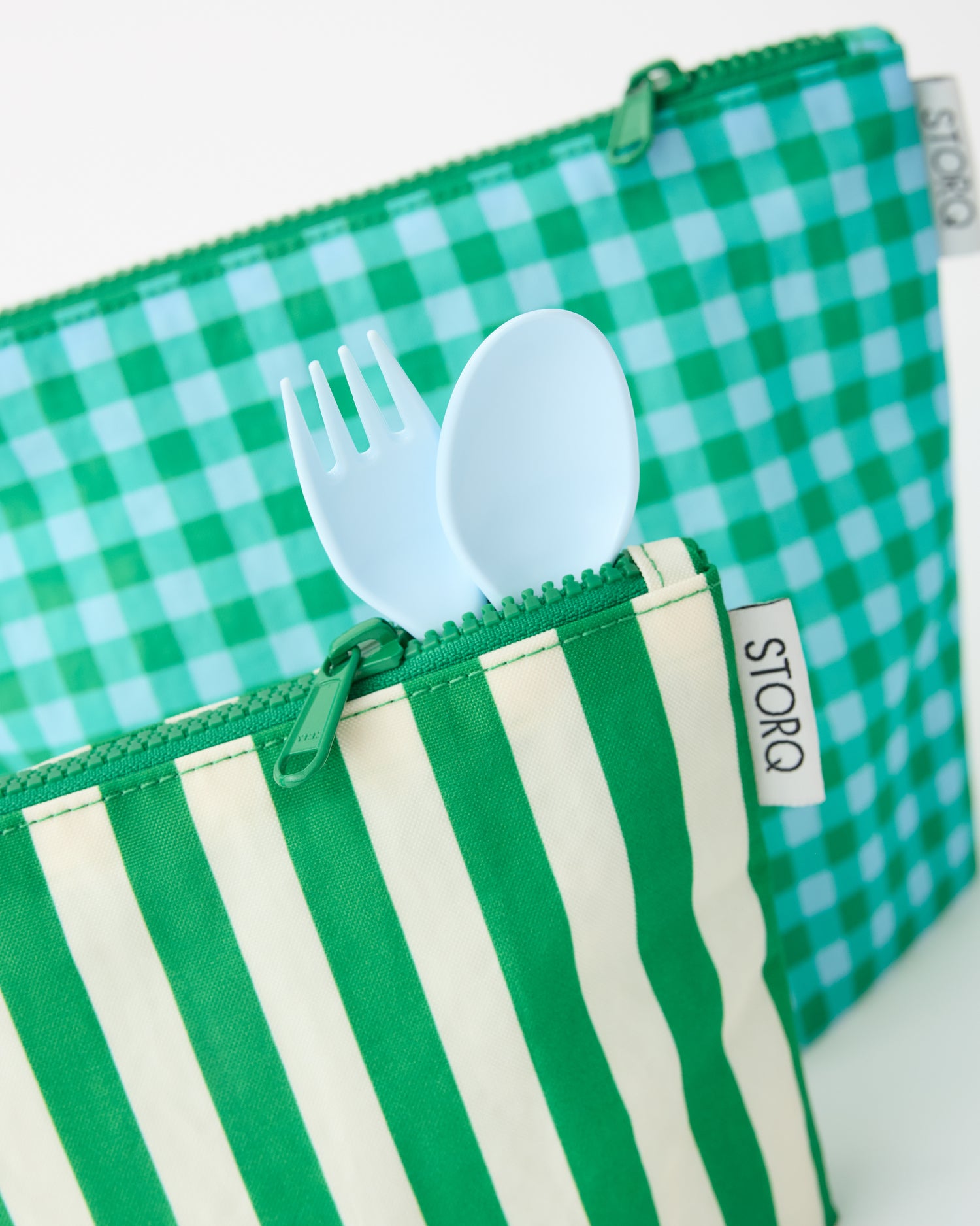 Zipper Pouch Three-Piece Set | Teal Gingham - Image 4