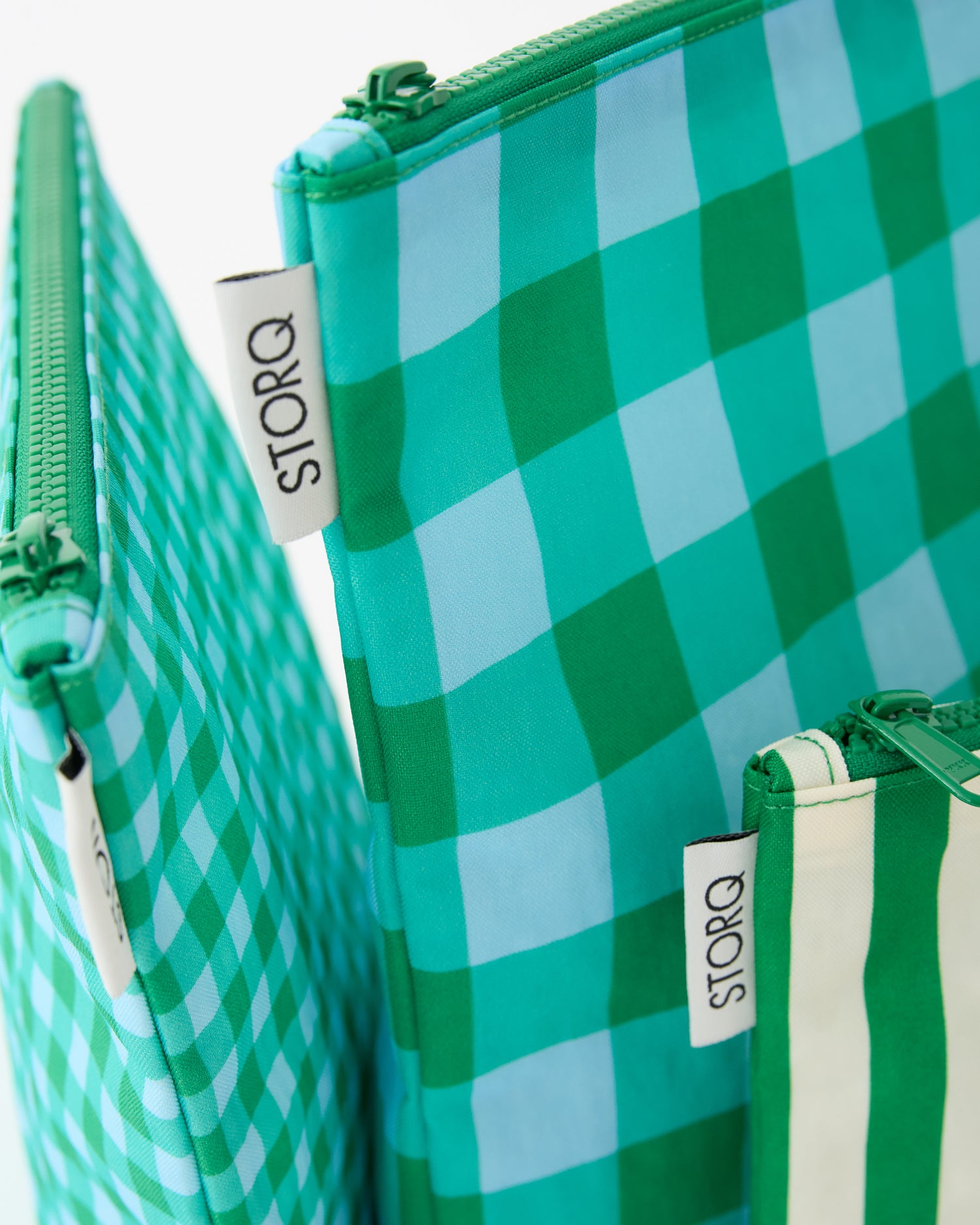 Zipper Pouch Three-Piece Set | Teal Gingham - Image 5