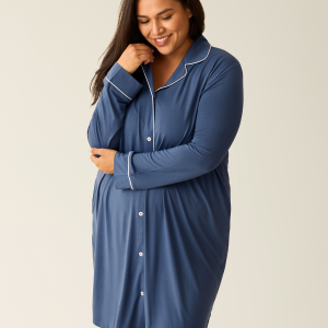 Clea Bamboo Long Sleeve Sleep Shirt | Slate Blue
